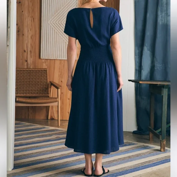 FAHERTY Coast To Coast Midi Dress in Navy - Excellent Pre-Owned Condition, Large - Picture 4 of 16
